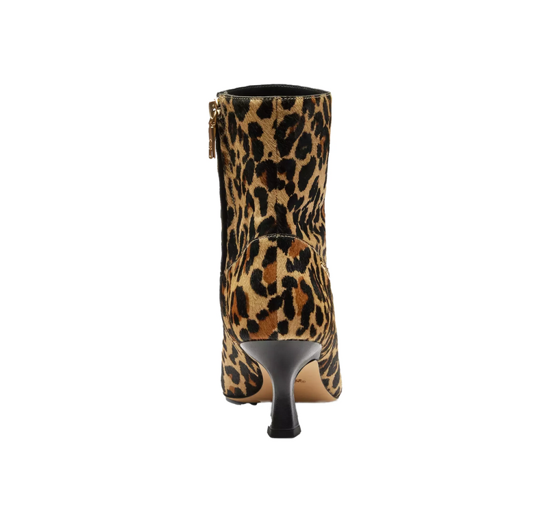 Coach Women's Kitten Heel Bootie With Leopard Print Tan & Black