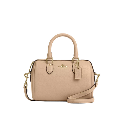 Coach Women's Mini Rowan Crossbody Bag In Signature Leather Gold/Oat