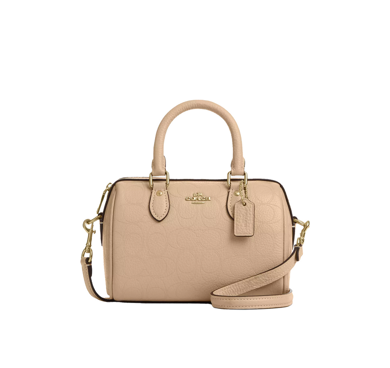 Coach Women's Mini Rowan Crossbody Bag In Signature Leather Gold/Oat