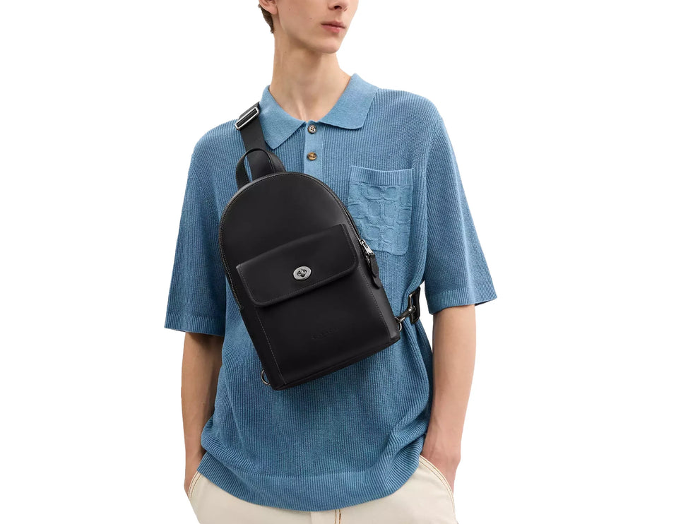 Coach Unisex Turnlock Sling Pack Gunmetal/Black