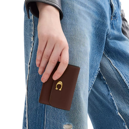 Coach Women's Essential Card Holder Wallet Brass/Maple