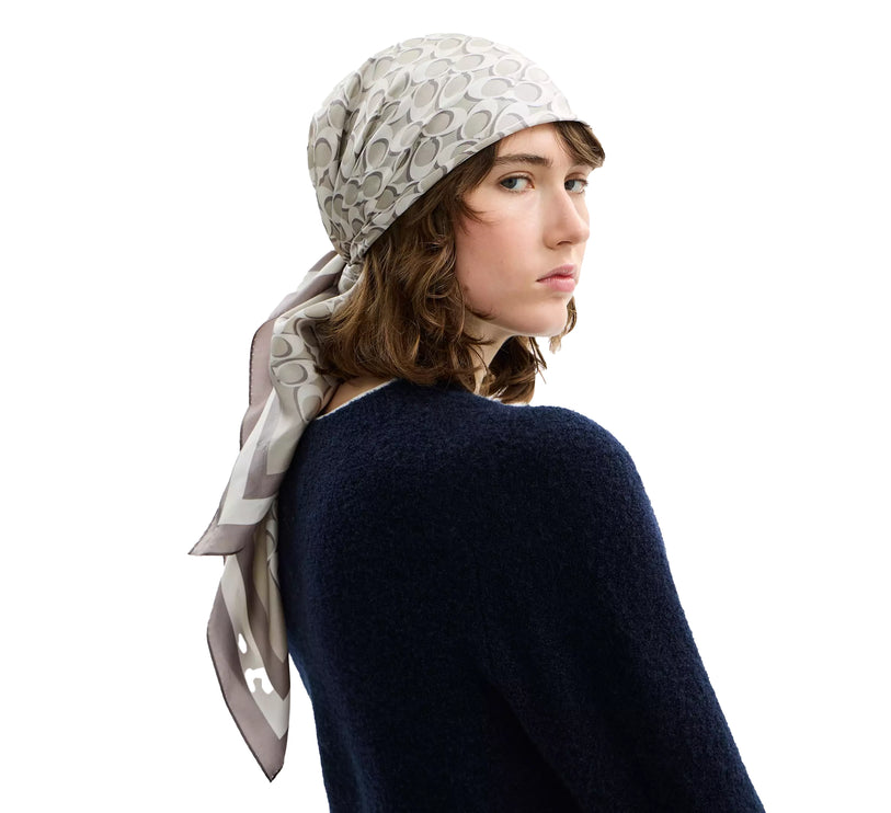 Coach Women's Signature Silk Square Scarf Bone