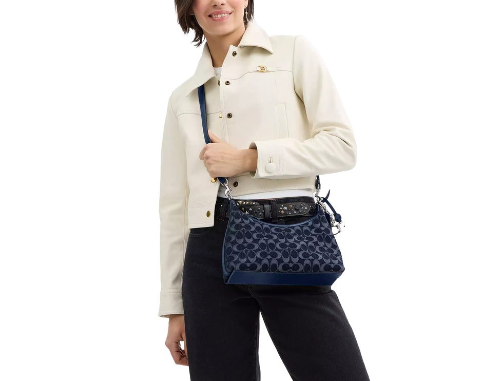 Coach Women's Juliet Shoulder Bag 25 In Signature Denim Silver/Deep Blue Multi