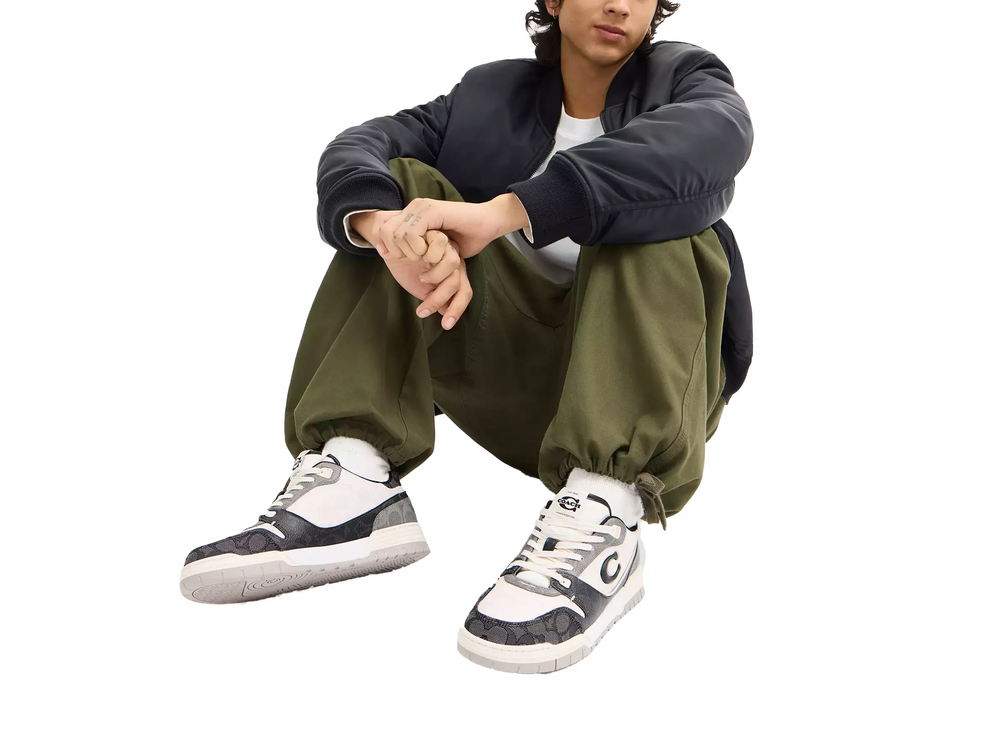 Coach Men's Soho Sneaker In Mixed Signature Black/Chalk