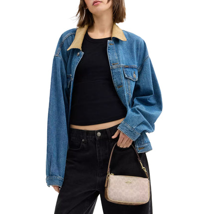 Coach Women's Nolita 19 In Blocked Signature Canvas Gold/Sand/Tan