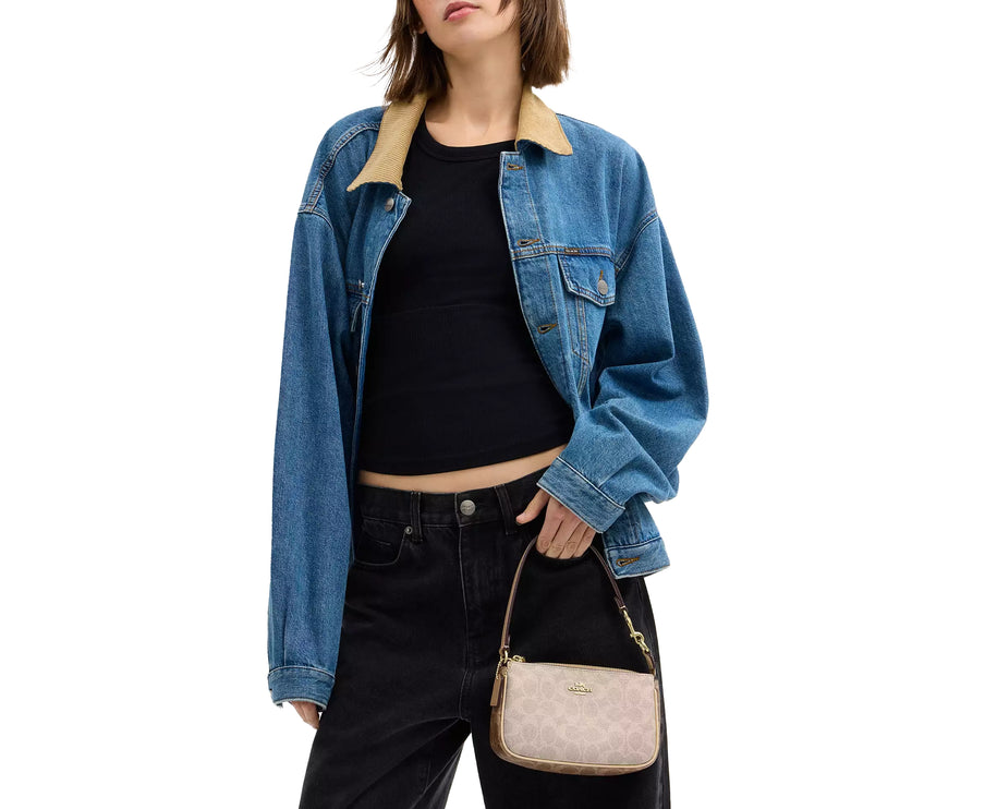 Coach Women's Nolita 19 In Blocked Signature Canvas Gold/Sand/Tan