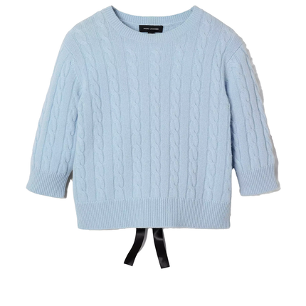 Marc Jacobs Women's Open Back Bow Cable Sweater Blue