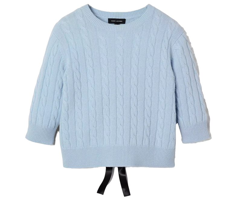 Marc Jacobs Women's Open Back Bow Cable Sweater Blue