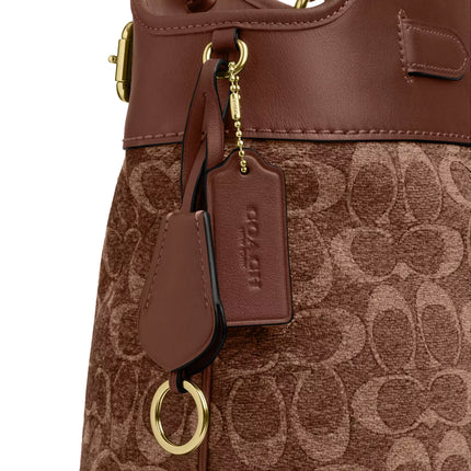 Coach Women's Easton Tote Bag In Signature Chenille Gold/Light Khaki/Vintage Brown