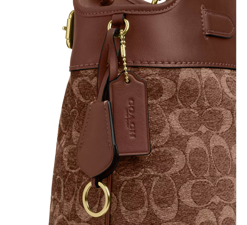 Coach Women's Easton Tote Bag In Signature Chenille Gold/Light Khaki/Vintage Brown