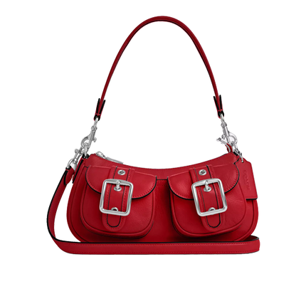 Coach Women's Ashton Bag Glazed Leather Red/Silver