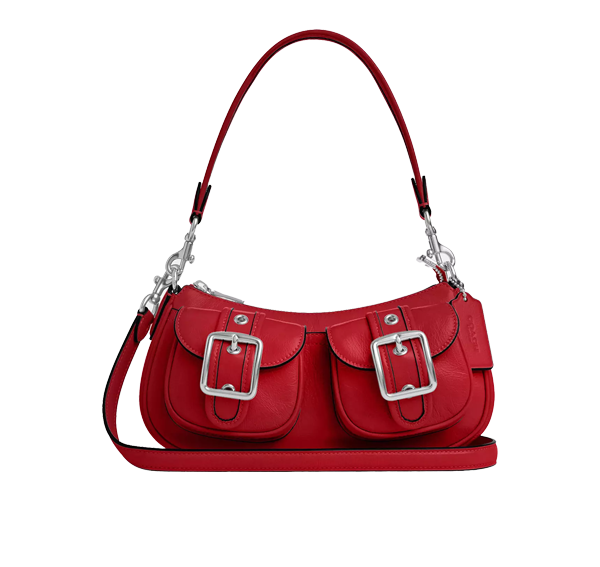 Coach Women's Ashton Bag Glazed Leather Red/Silver