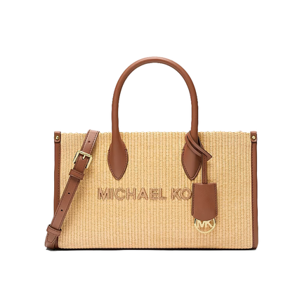 Michael Kors Women's Mirella Medium Woven Satchel Bag Luggage/Gold