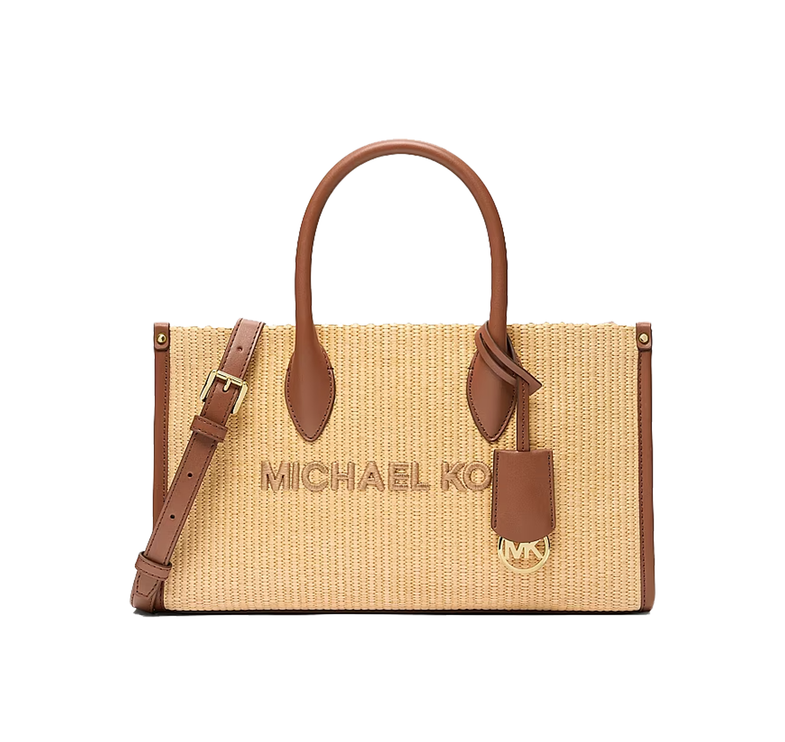 Michael Kors Women's Mirella Medium Woven Satchel Bag Luggage/Gold