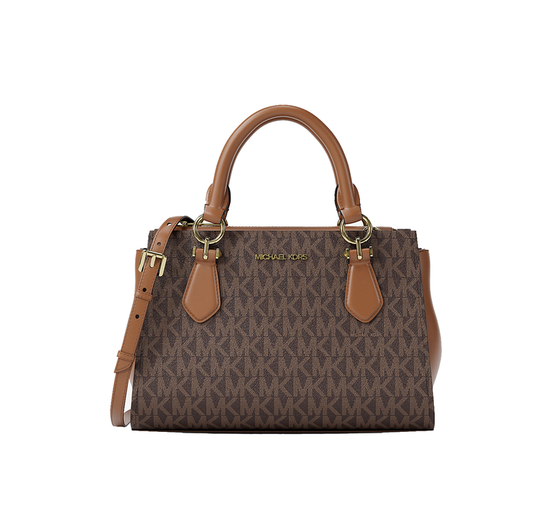 Michael Kors Women's Marilyn Small Signature Logo Messenger Bag Brown/Gold