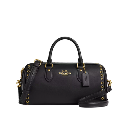 Coach Women's Rowan Long Satchel Bag With Grommets Brass/Black