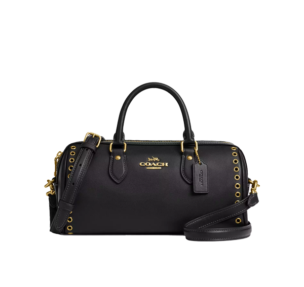 Coach Women's Rowan Long Satchel Bag With Grommets Brass/Black