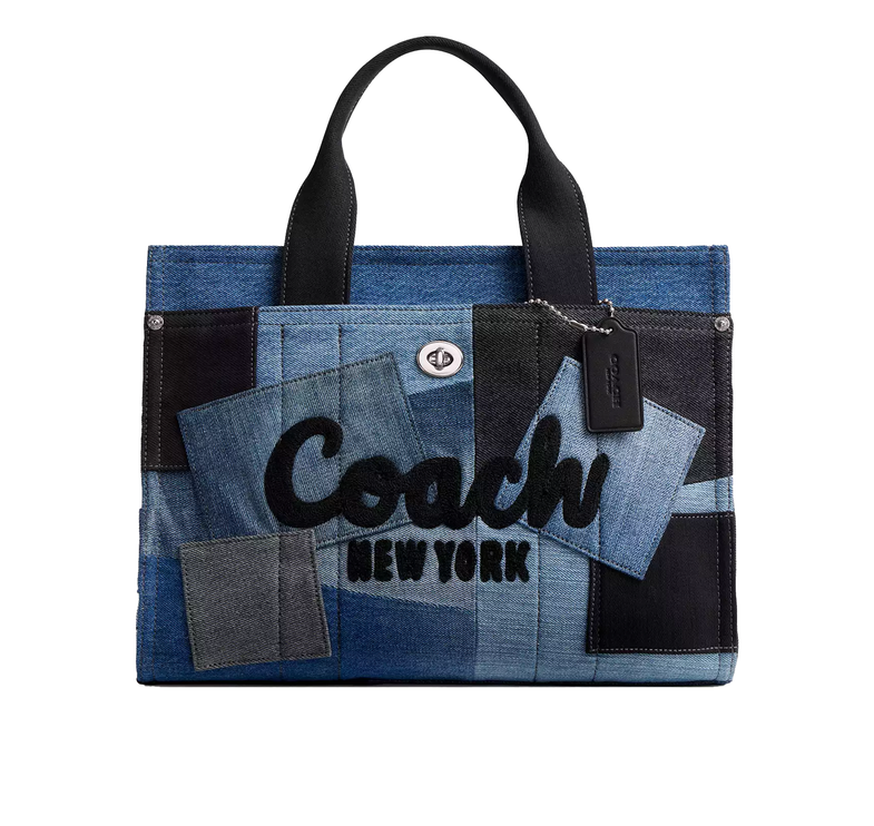 Coach Women's Cargo Tote Bag With Patchwork Silver/Denim Multi