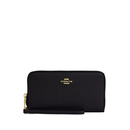 Coach Women's Long Zip Around Wallet With Detachable Card Case Gold/Black