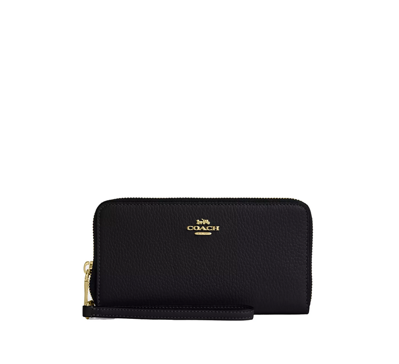 Coach Women's Long Zip Around Wallet With Detachable Card Case Gold/Black