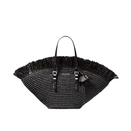 Michael Kors Women's Isa Small Hand-Crocheted Tote Bag Black/Black
