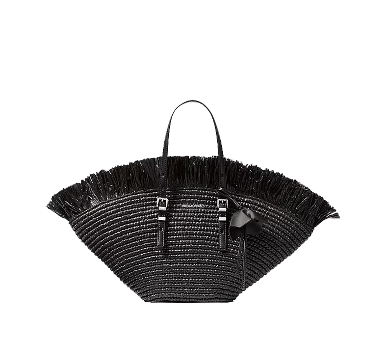 Michael Kors Women's Isa Small Hand-Crocheted Tote Bag Black/Black