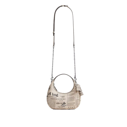 Coach Women's Carmen Mini Crossbody Bag With Newspaper Print Silver/Chalk Multi