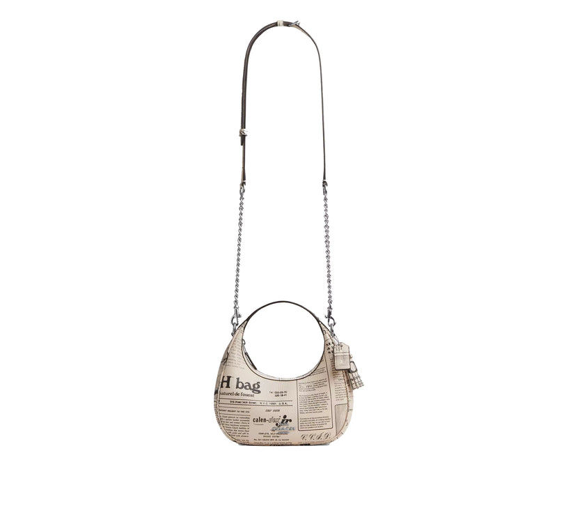 Coach Women's Carmen Mini Crossbody Bag With Newspaper Print Silver/Chalk Multi