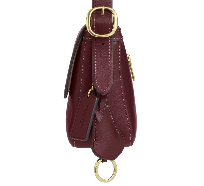 Coach Women's Etta Small Flap Shoulder Bag Gold/Maroon