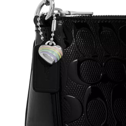 Coach Women's Nolita 19 In Signature Leather With Heart Charm Silver/Black