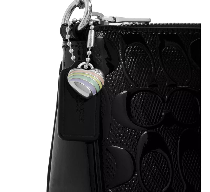 Coach Women's Nolita 19 In Signature Leather With Heart Charm Silver/Black