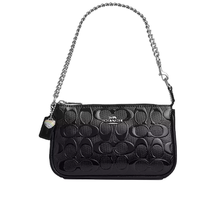 Coach Women's Nolita 19 In Signature Leather With Heart Charm Silver/Black