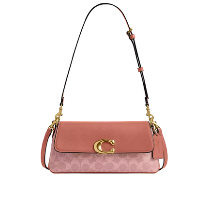 Coach Women's Jet Shoulder Bag In Signature Canvas Brass/Melon Pink