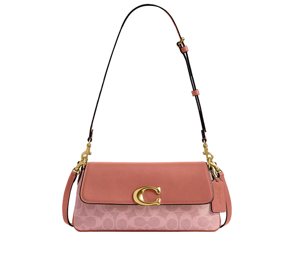 Coach Women's Jet Shoulder Bag In Signature Canvas Brass/Melon Pink