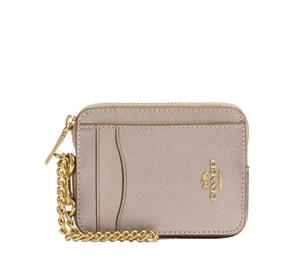 Coach Women's Zip Card Case Gold/Light Champagne