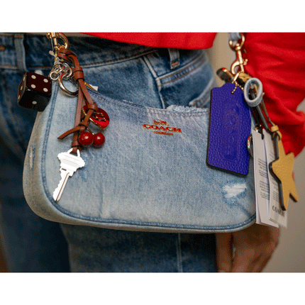 Coach Women's Teri Shoulder Bag In Loved Denim With Charms Gold/Light Indigo