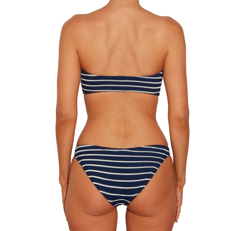 HUNZA G Women's Jean Bikini Stripes Navy