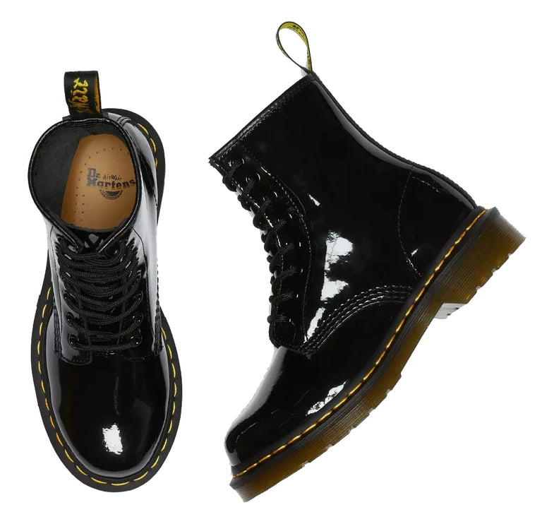 Dr. Martens Unisex 1460 Patent Leather Lace Up Boots Black