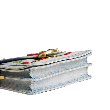 Coach Women's Tabby Shoulder Bag 26 With Cherry Embroidery Brass/Denim