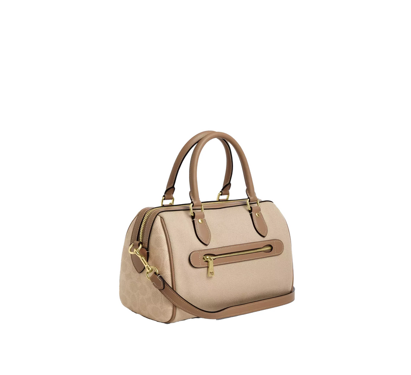 Coach Women's Rowan Satchel Bag In Colorblock Gold/Dark Natural Multi