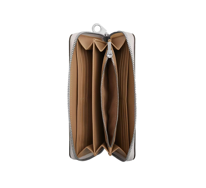 Coach Women's Long Zip Around Wallet With Star Print White/Silver