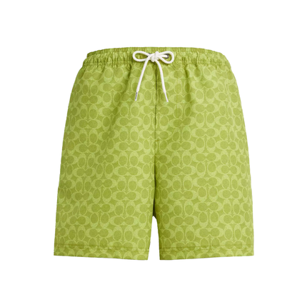 Coach Men's Signature Swim Trunks In Recycled Polyester Pear