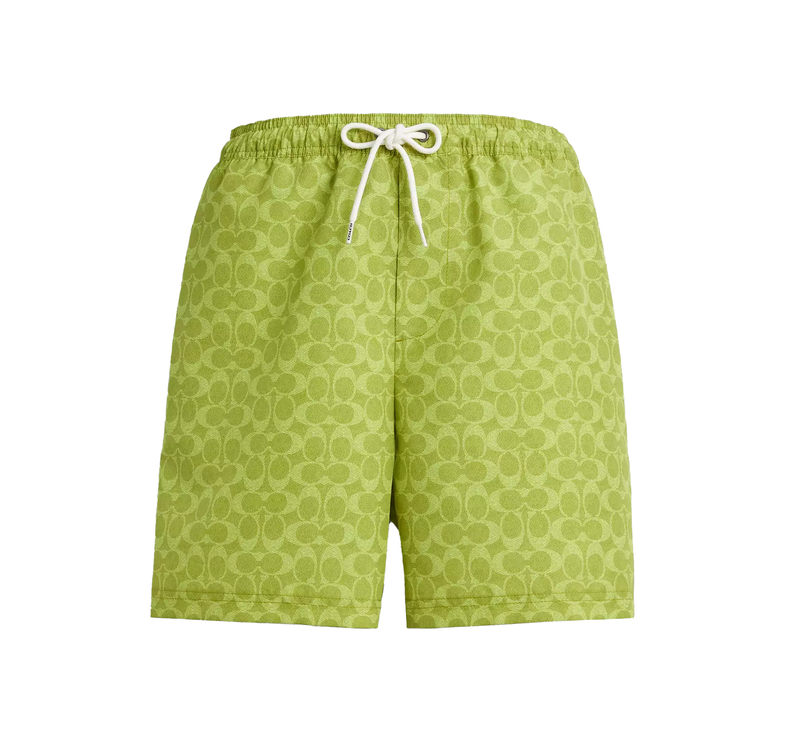 Coach Men's Signature Swim Trunks In Recycled Polyester Pear