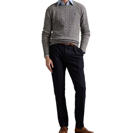 Polo Ralph Lauren Men's Cable-Knit Wool-Cashmere Sweater Fawn Grey Heather