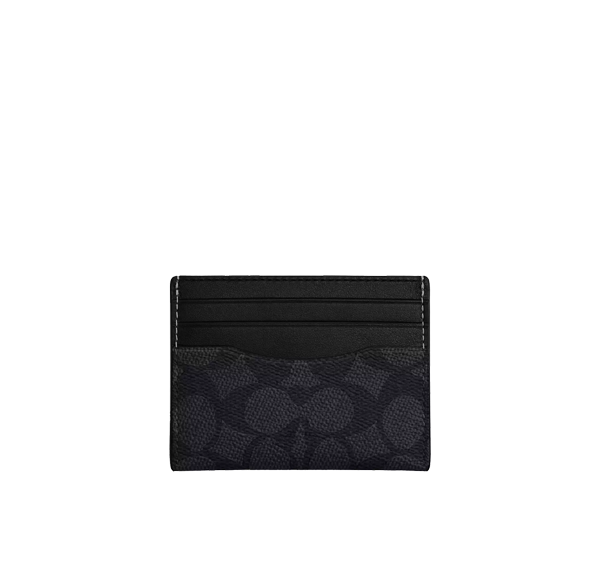 Coach Women's Slim Id Card Case In Signature Canvas Charcoal/Black