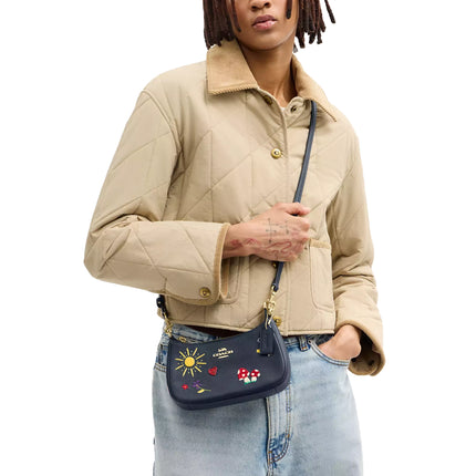 Coach Women's Teri Mini Crossbody Bag With Embroidery Gold/Dark Denim