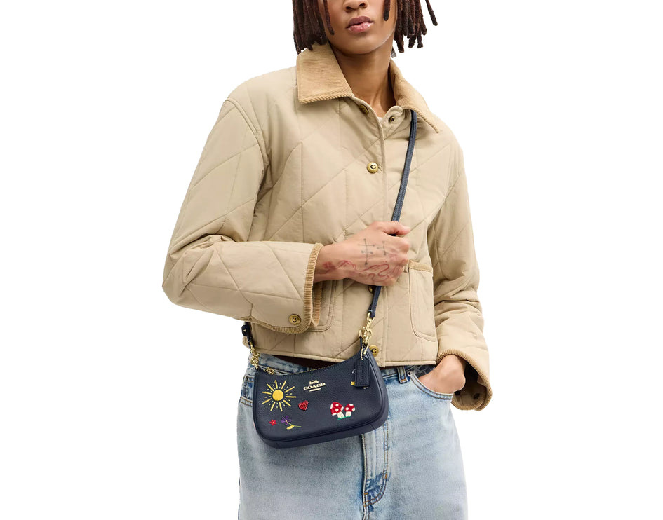 Coach Women's Teri Mini Crossbody Bag With Embroidery Gold/Dark Denim