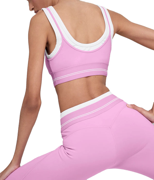 alo Women's Airbrush Better Together Bra Candy Heart Pink/White