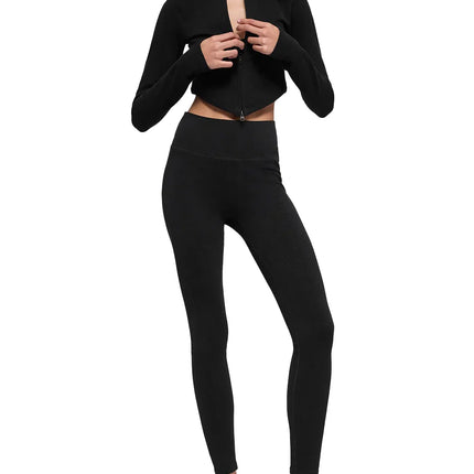 alo Women's Seamless Two Tone Rib Jacket Black