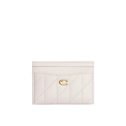 Coach Women's Essential Card Case With Pillow Quilting Brass/Chalk